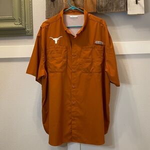 Columbia PFG Mens XXL Texas Longhorns Orange Vented, Button Up Fishing Shirt